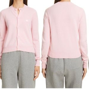 Acne Studios Keva Face Patch Wool Cardigan (pink)